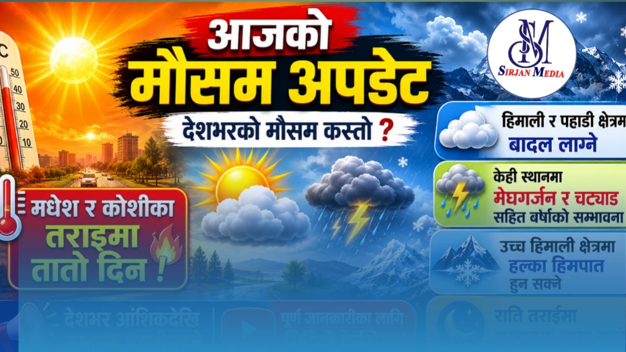 आज मधेश र कोशी प्रदेशका तराई क्षेत्रमा गर्मी बढ्ने, केही स्थानमा वर्षाको सम्भावना
